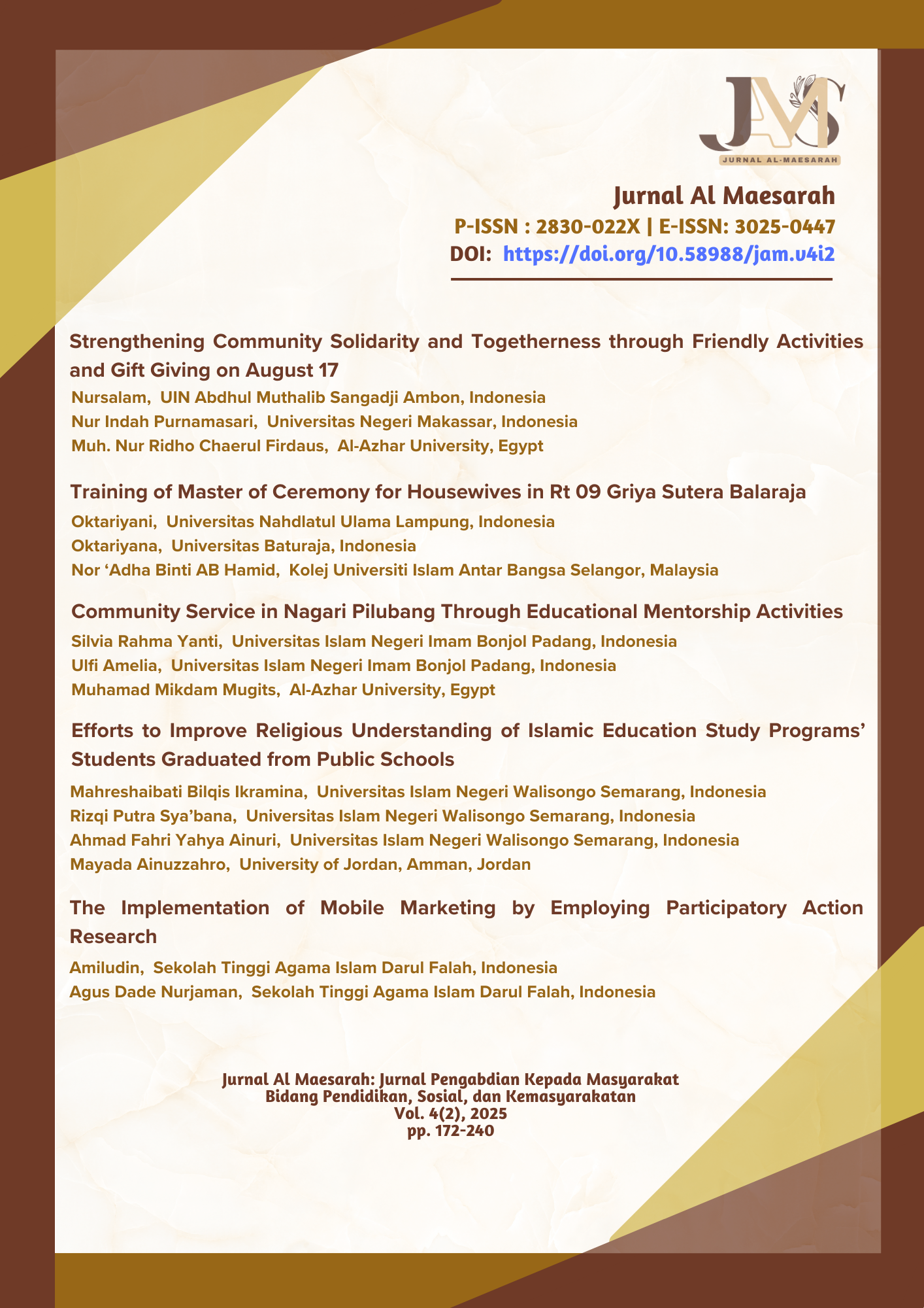 View Vol. 4 No. 2 (2025): Education, Social, and Community